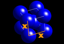 Модель объемно-центрированной кубической решетки с сайта www.chem.ox.ac.uk/course/inorganicsolids/Figure5c.html